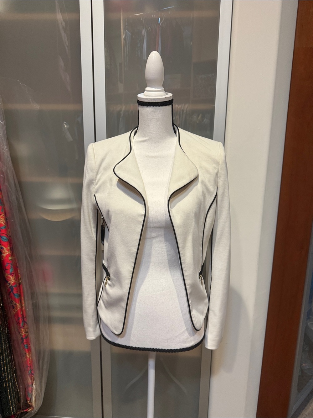 H&M Cream Blazer with Black Trim
